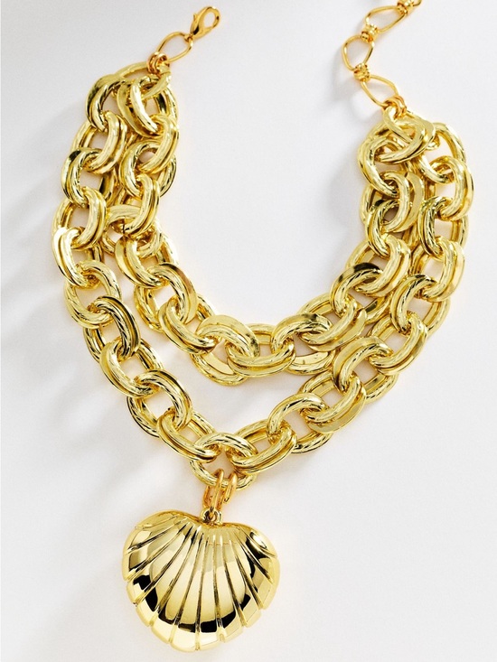 Anthropologie Jewelry - New! Anthropologie Gold Chunky Heart Chain Stack Necklace NWT